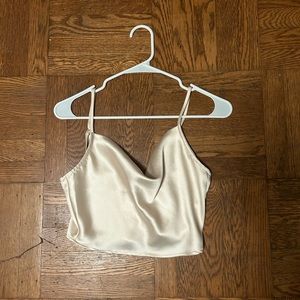 Champagne Satin Cowl Neck Cami